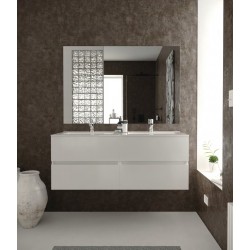 composizione 2 mobili bagno con lavabo in resina 120 cm bianco lucido