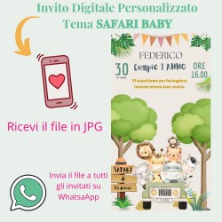 Invito digitale animali SAFARY invito festa whatsapp, 1 anno, 2 anni, Battesimo, compleanno, comunione, cresima