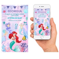 SIRENETTA ARIEL Invito digitale personalizzato compleanno bambina tema