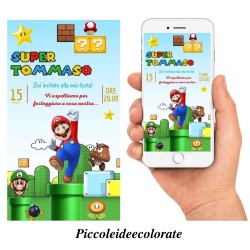 SUPER MARIO Invito digitale compleanno bambino whatsapp