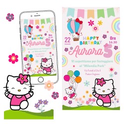 HELLO KITTY INVITO DIGITALE WHATSAPP, INVITO COMPLEANNO