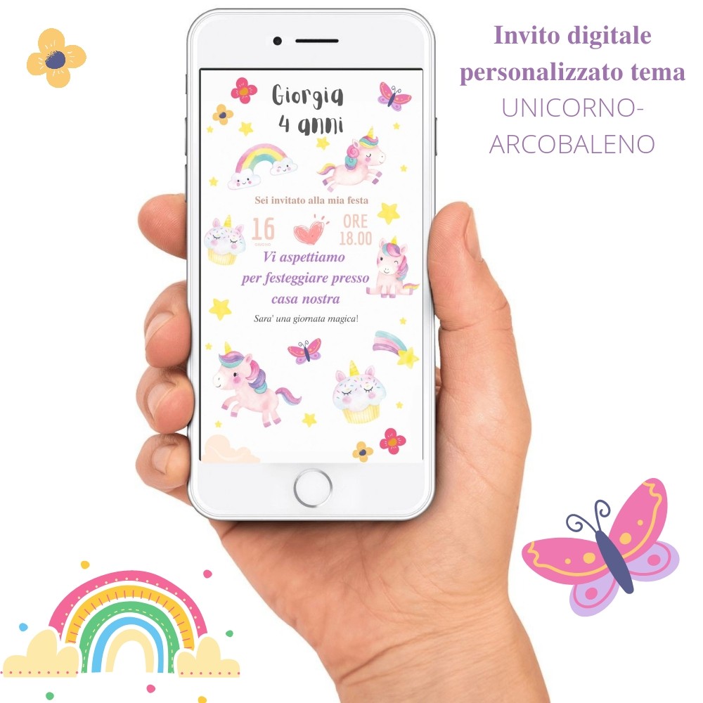 UNICORNO invito digitale whatsapp invito compleanno